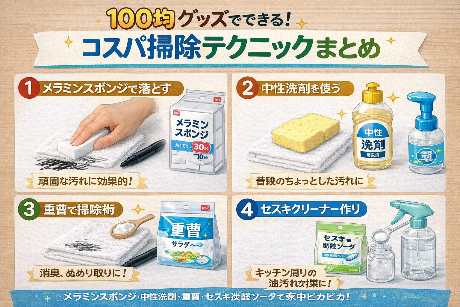 100均グッズでできる!コスパ掃除テクニックまとめ