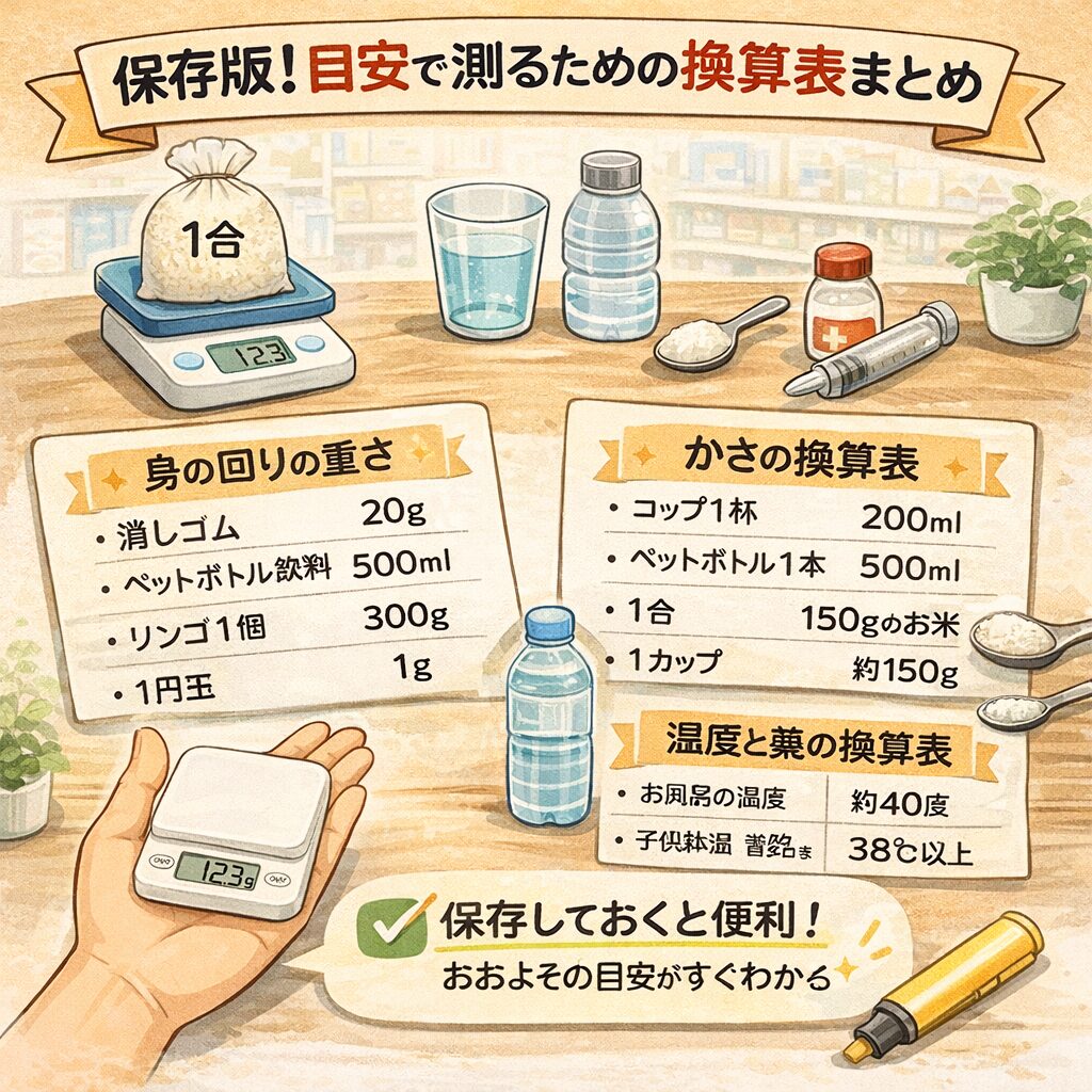 保存版！目安で測るための換算表まとめ