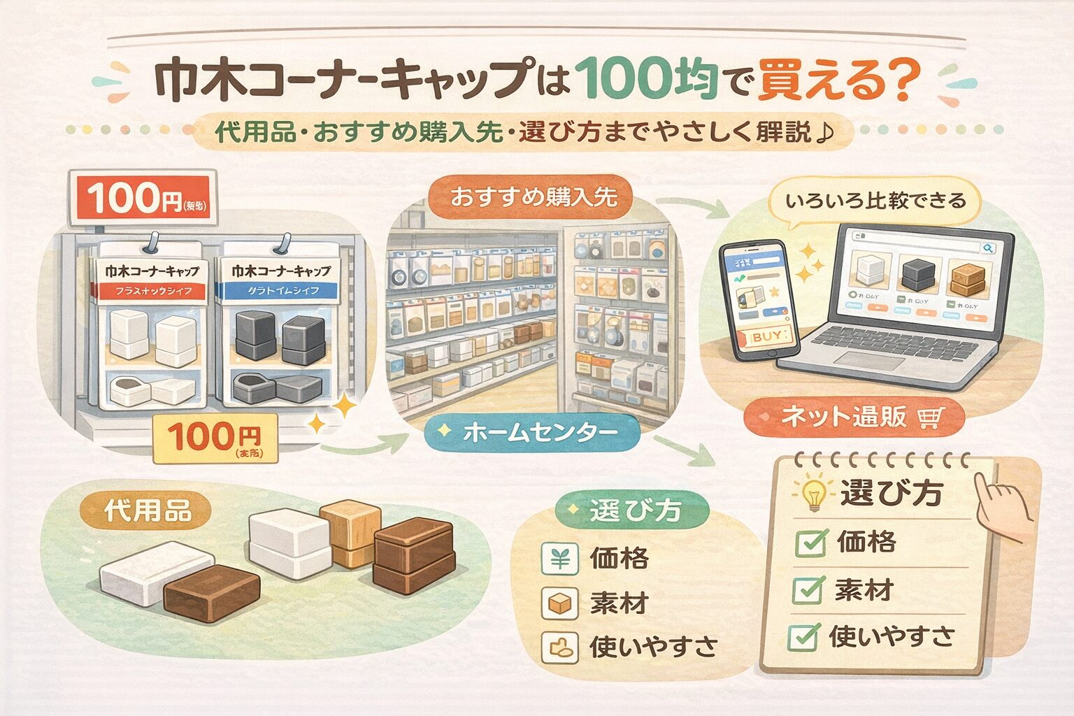 巾木コーナーキャップは100均で買える？代用品・おすすめ購入先・選び方までやさしく解説♪