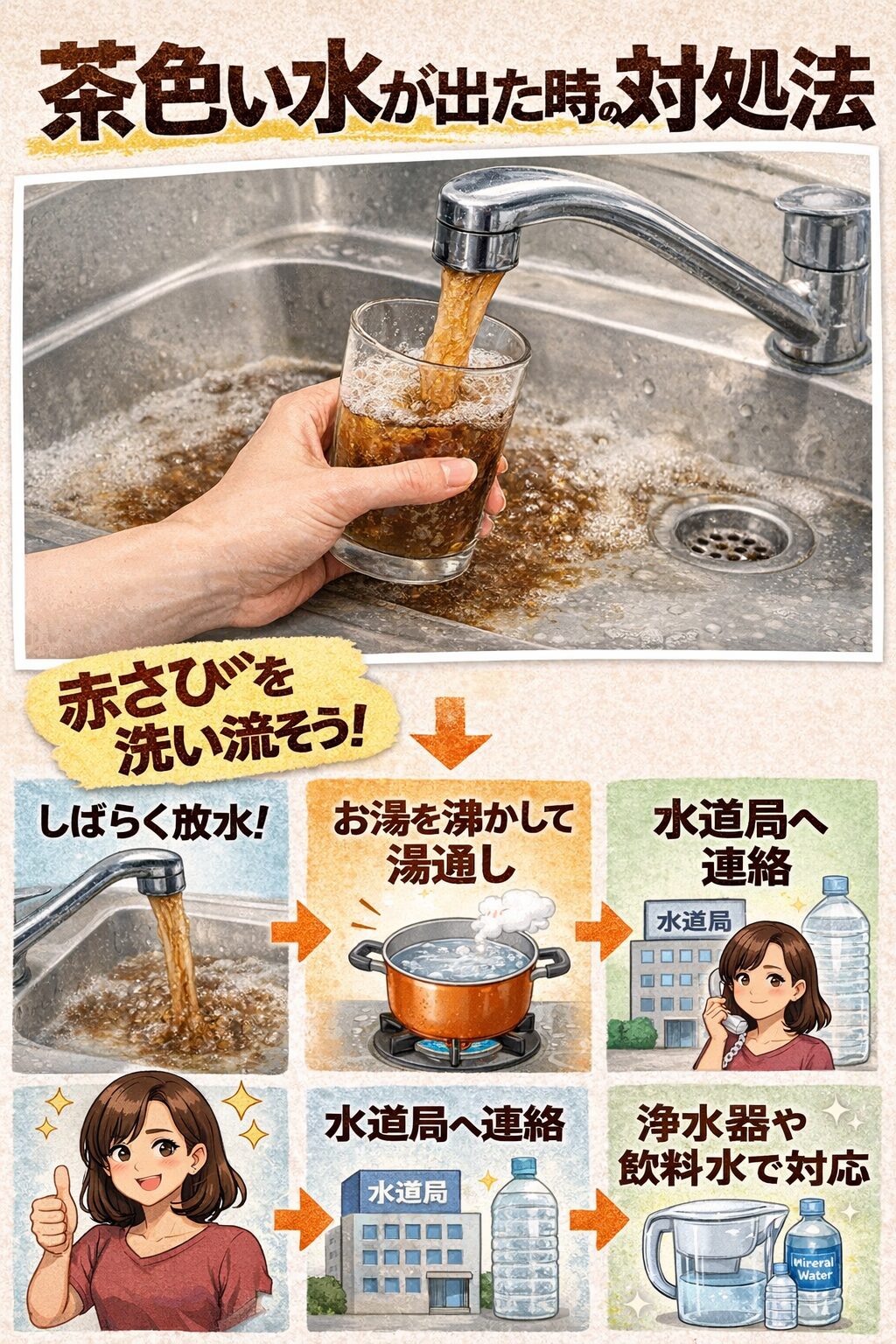 茶色い水が出るときの対処法