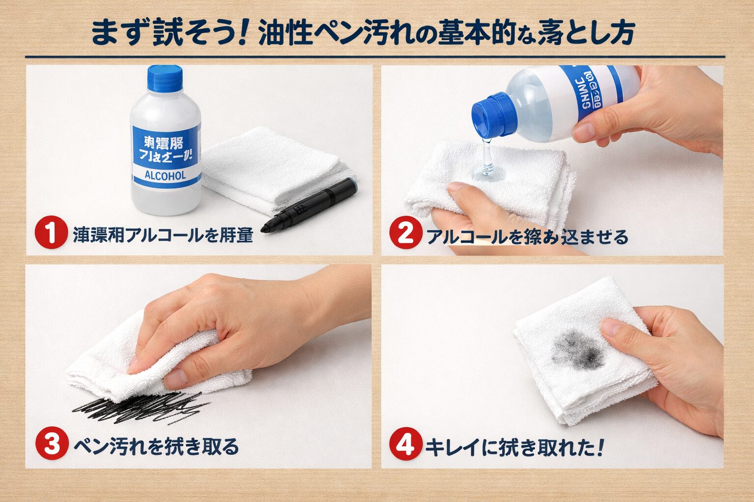 まず試そう!油性ペン汚れの基本的な落とし方