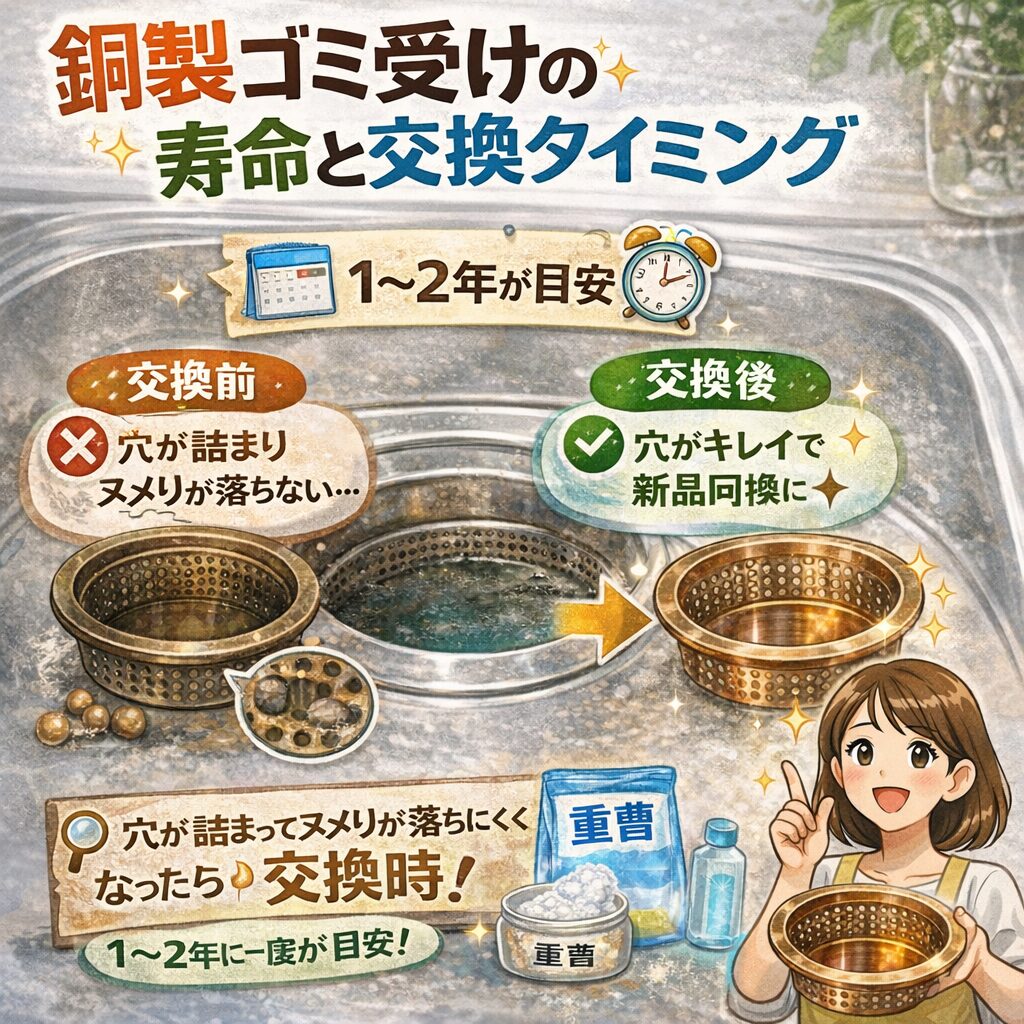銅製ゴミ受けの寿命と交換タイミング