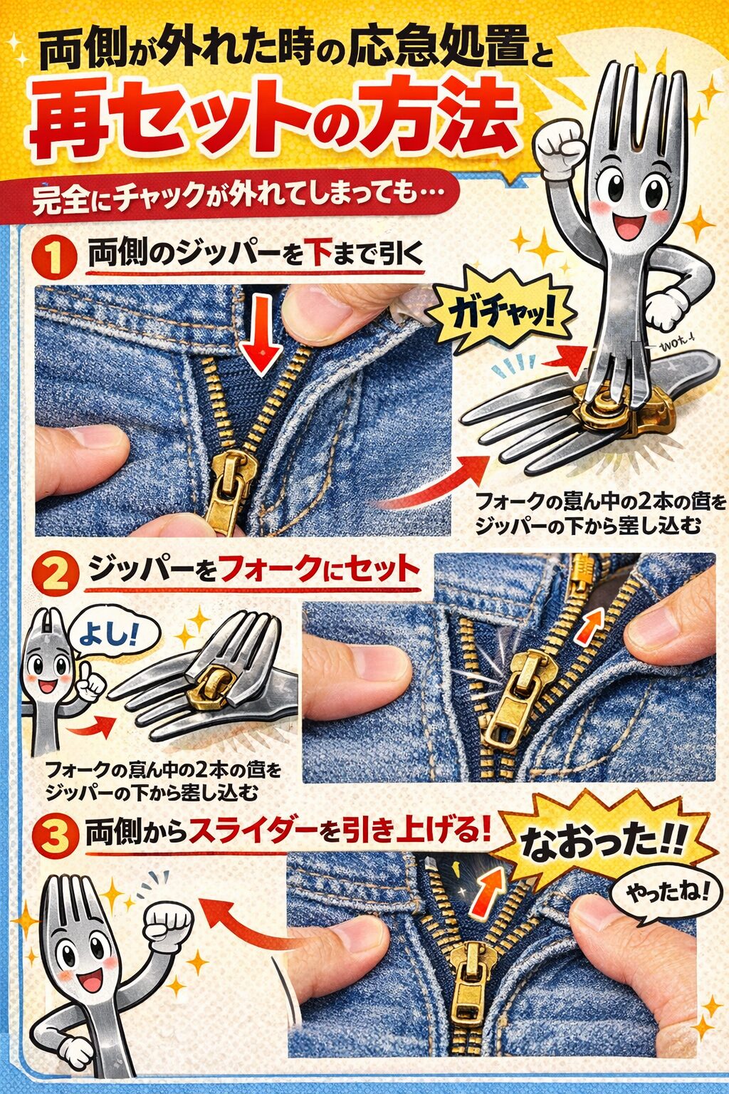 両側が外れたときの応急処置と再セットの方法