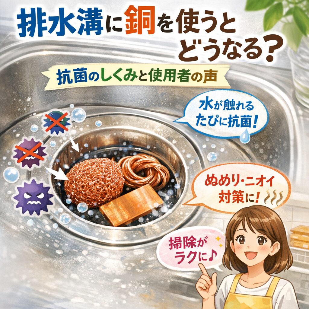 排水溝に銅を使うとどうなる？抗菌のしくみと使用者の声