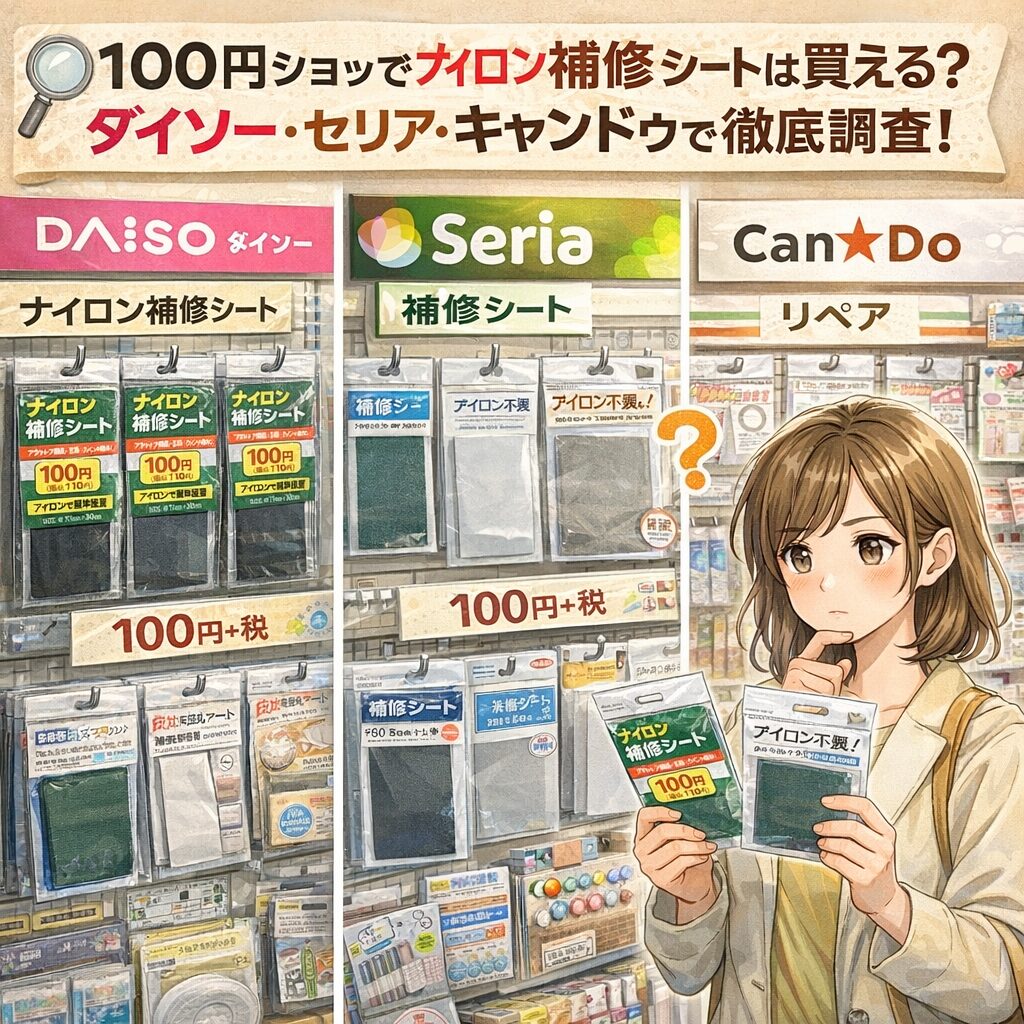 100円ショップでナイロン補修シートは買える？ダイソー・セリア・キャンドゥで徹底調査！