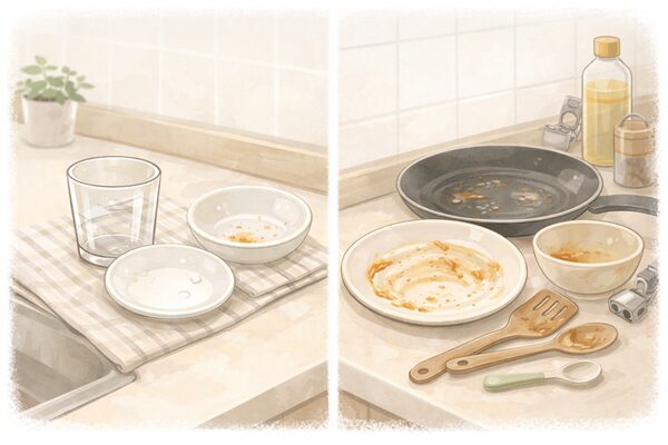 代用品を使わなくても洗いやすい食器・洗いにくい食器