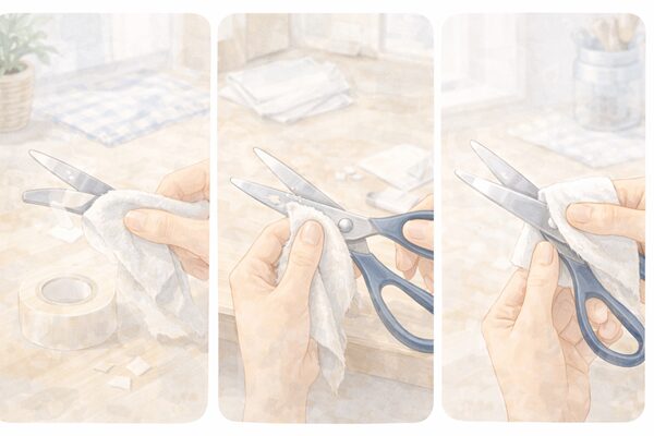 ハサミのベタつきを落とすときの基本手順