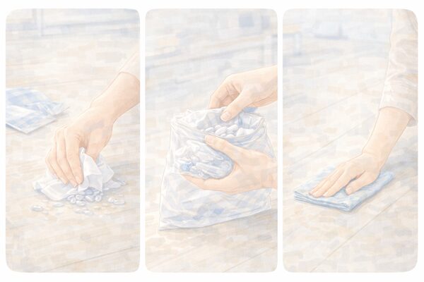 保冷剤の中身が出たときの基本の片付け方