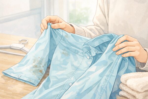 雨具のチェックと細部の観察